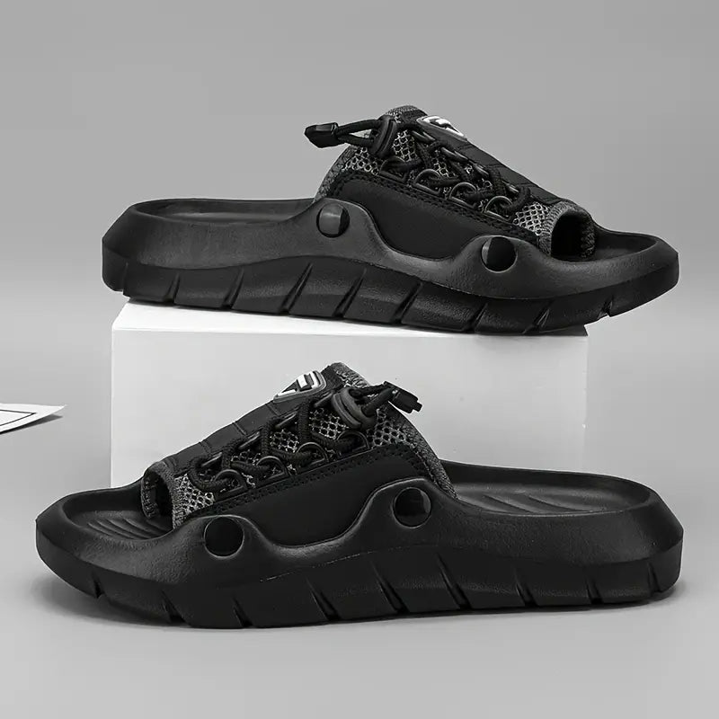 Men'S Breathable Mesh Slide Sandals - Comfortable Flat Open-Toe Slippers