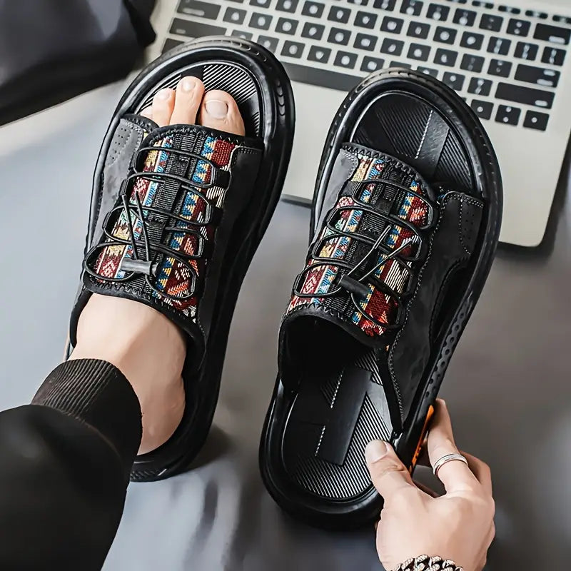 Men's Slip-On Casual Beach Sandals - Soft Non-Slip Rubber Sole